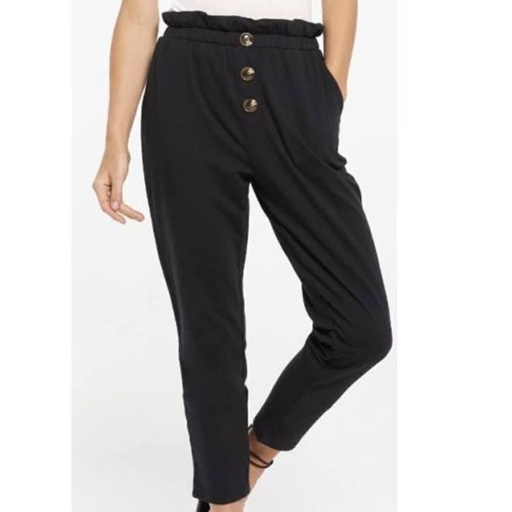 Z Supply French terry Brixton high waist button detail black S joggers